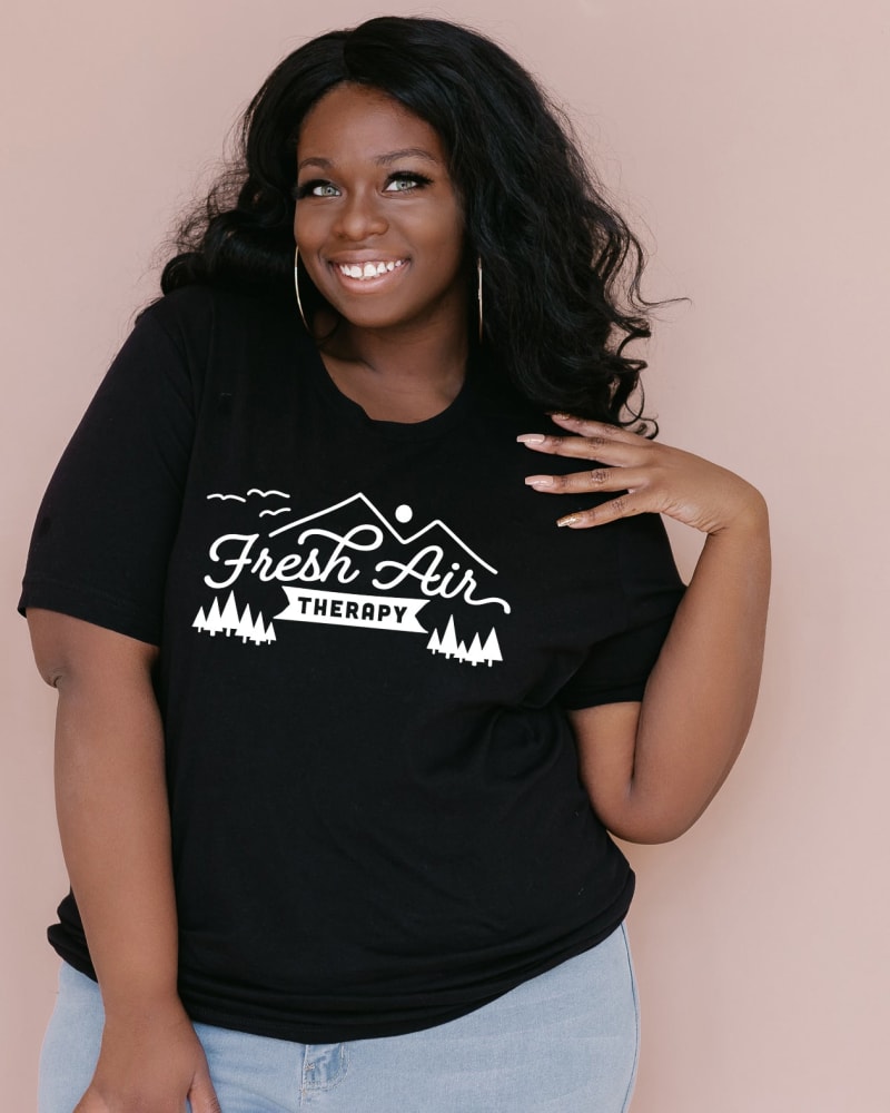 Front of a model wearing a size Large Fresh Air Therapy in Black by Simply Sage Market. | dia_product_style_image_id:281486
